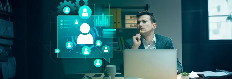 a person seen thinking of automation, to simplify his work at office